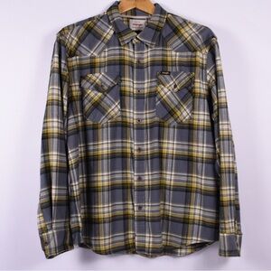 Wrangler Men's Plaid Shirt in Gray and Yellow